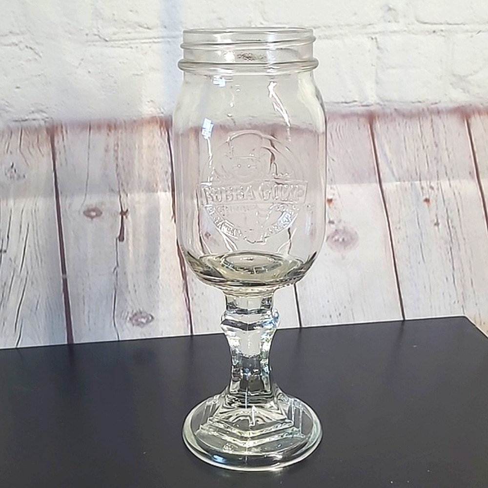 Bubba Gump Shrimp Co Company Glass Collectible Mason Jar Drinking Cup Fancy 9"
